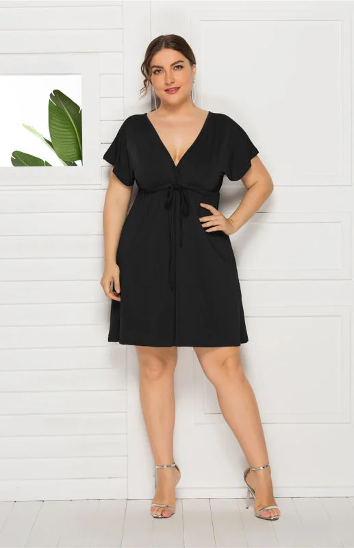 Plus Size Short Deep V Dress Plus Size Blouson