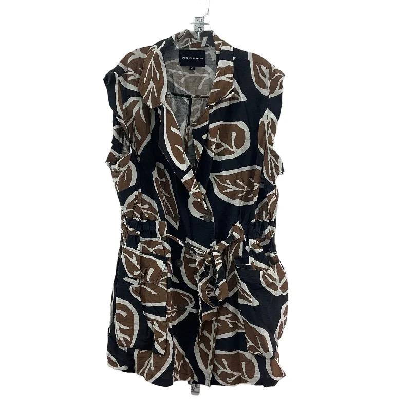 Who What Wear Plus Size 3X Tropical Womens Wrap Dress Brown/Black Rayon Preowned Plus Size Swing