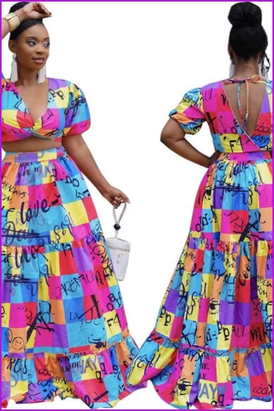 Plus Size Fashion Print Two Piece Dress Set Elegant Plus Size Dress