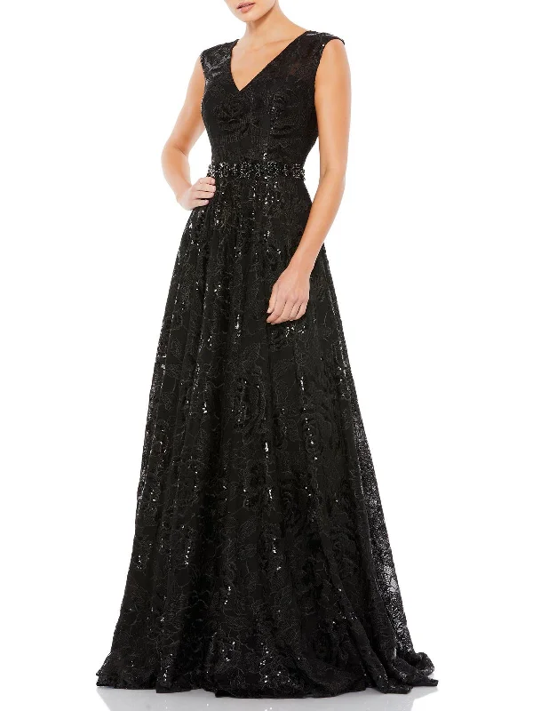 Womens Embroidered Sequin Evening Dress Classy Sequin Dress