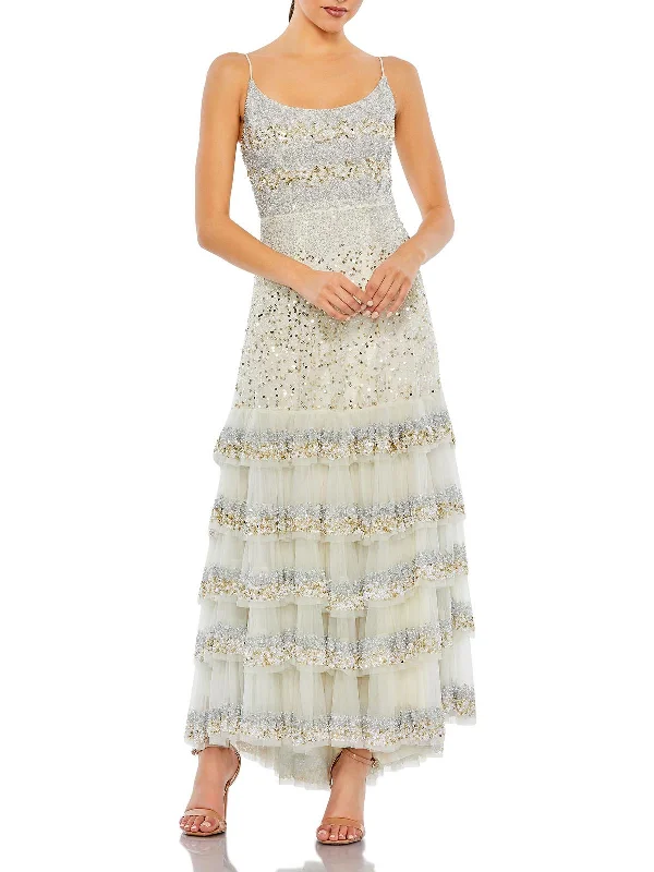 Womens Sequin Tiered Evening Dress Sequin Dress Vibe