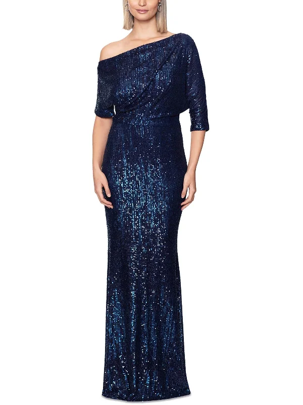 Womens Sequined One Shoulder Evening Dress Lush Sequin Dress