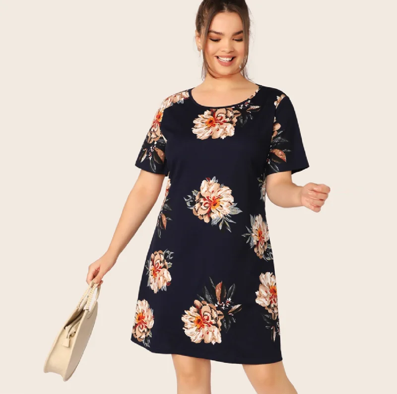 Women's Summer Casual Short-Sleeve Dress | Plus Size Plus Size Mesh