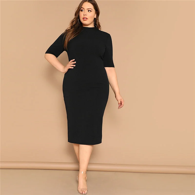 Women's Summer Polyester Slim Long Dress | Plus Size Plus Size Style