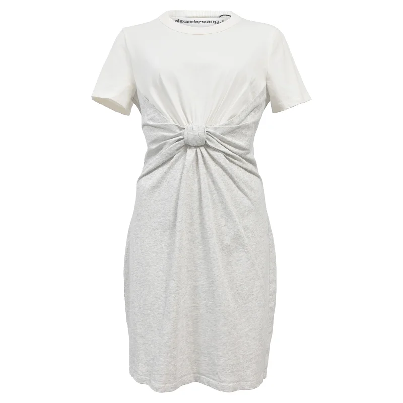 Alexander Wang T Knotted T-shirt Dress In White Cotton Chic Shirt Dress