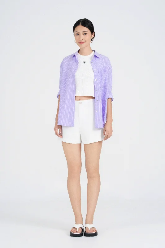 [Restocked] Elwyn Relaxed Button Down Shirt in Light Purple Long Shirt Dress