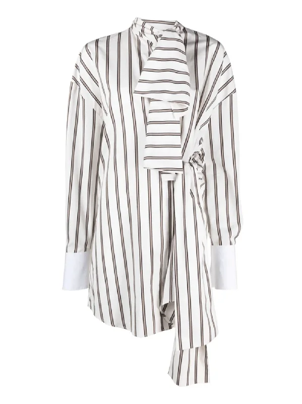 Knotted Details Stripe Shirt Dress Shirt Dress Casual